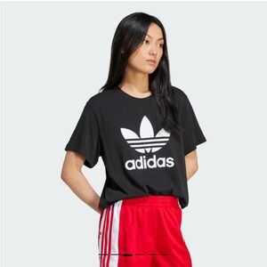 adidas ADICOLOR TREFOIL BOXY TEE Black Medium NWT